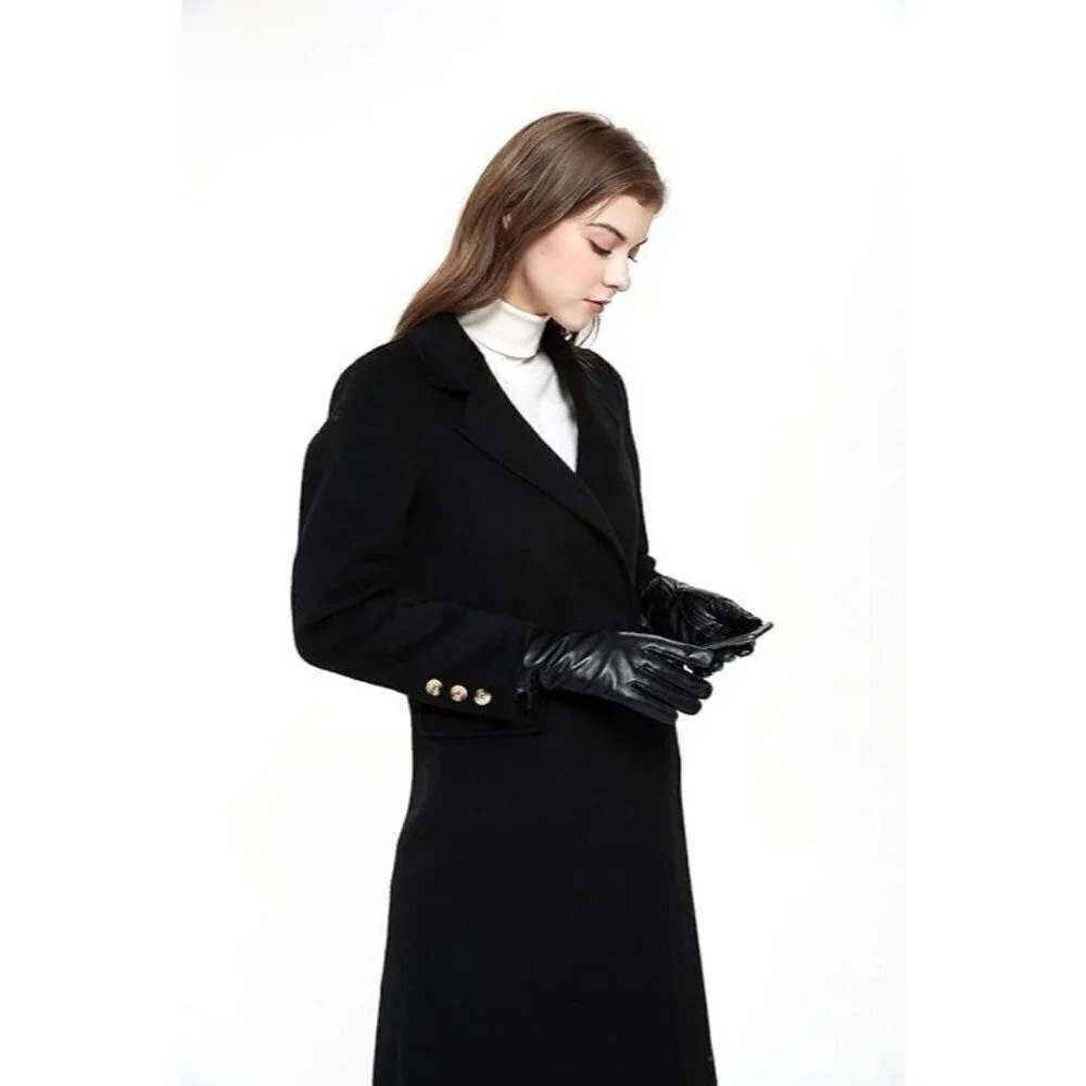 Women’s Leather Gloves Genuine SheepSkin Leather Cold Weather Cashmere Black 2